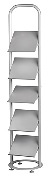 Floor Standing Brochure Holder with 5 Tilting Shelves - Silver