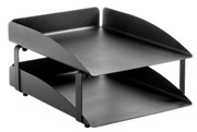 Modern Steel Letter Tray, 2 Tier - Black