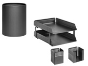 Fluted Desk Set in Display Carton - Black