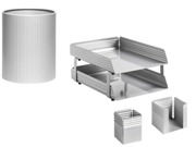 Fluted Desk Set in Display Carton - Silver