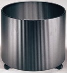 Fluted Planter Filled with Sliders or Castors (No Liner) - Black