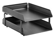 Fluted Steel Letter Tray, 2 Tier - Black