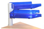 Swivel Letter Trays, 2 Tier Unit with Clamp Fix - Blue