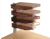 Swivel Letter Trays, 4 Tier Unit with Clamp Fix - Brown