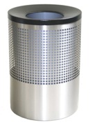 Wide Litter Bin with Black Funnel Top, Square Punch - Stainless Wide Litter Bin with Black Funnel Top, Square Punch - Stainless