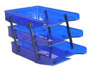 Letter Trays, Three Tier Cantilever - Blue