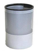 Wide Litter Bin with Single Ashtray Flip Top, Square Punch - Sil Wide Litter Bin with Single Ashtray Flip Top, Square Punch - Sil