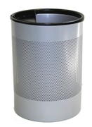 Wide Litter Bin with Single Ashtray Flip Top, Perforated - Silve Wide Litter Bin with Single Ashtray Flip Top, Perforated - Silve