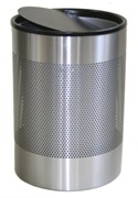 Wide Litter Bin with Swivel Top, Perforated - Stainless Steel