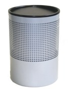 Wide Litter Bin, Square Punch - Silver