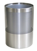 Wide Litter Bin, No Lid, Square Punch - Stainless Steel
