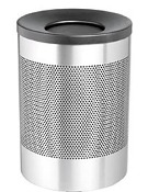 Wide Litter Bin with Black Swivel Funnel Top, Perforated - Stain Wide Litter Bin with Black Swivel Funnel Top, Perforated - Stain