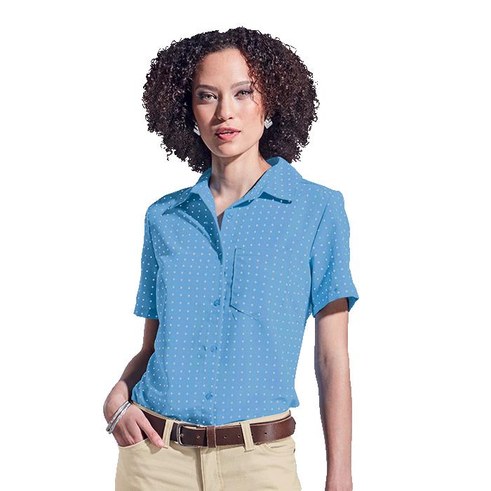 Barron Ladies Donna Blouse Short Sleeve - Avail in: Dusk Blue, N