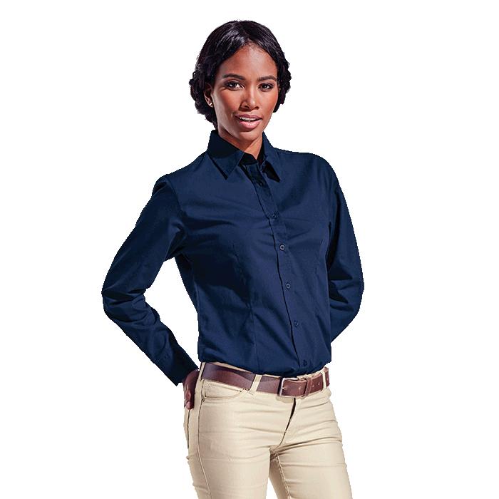 Barron Ladies Basic Poly Cotton Blouse Long Sleeve - Avail in: B