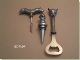 Leopard Bar Set: Bottle Opener, Stopper & Corkscrew - African Th