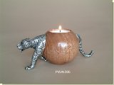 Leopard Wood Candle Holder - Ball - African Theme