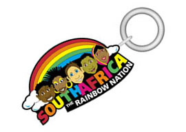 Rainbow Nation Keyring Tourism Keyrings - Min order 50 units.