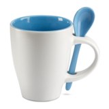 Mug with spoon - Available in: Blue , Yellow , Green , Orange