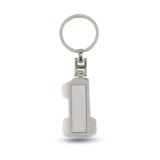 Number one shaped keyring - Available in: Shiny Silver