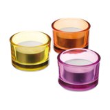 3pc Glass candle holder  - Available in: Blue , Orange