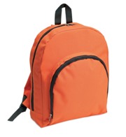 600D polyester backpack with contrasted zipper and front pocket.