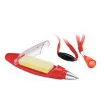 Foldable ABS plastic pen including 50 sticky notes and a necklac