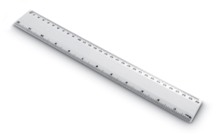 30cm ruler in PS plastic.