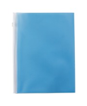 Document pouch in frosty transparent PVC with fastening zip. A5