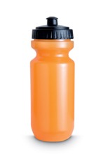 Sport drinking bottle in translucent coloured PE plastic with bl