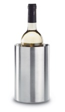 Double wall stainless steel bottle cooler in round shape.