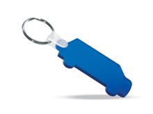 Truck shape keyring in flexible PVC plastic. Packed in polybag.
