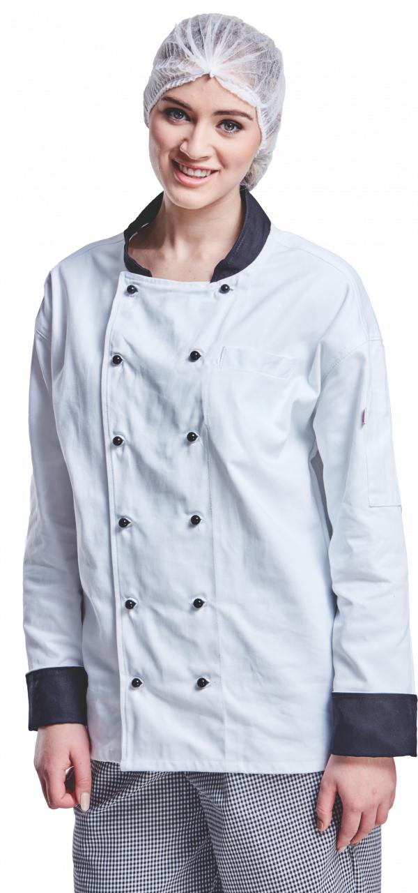 Chef Jacket D59 Black Trim. Small - 5XL