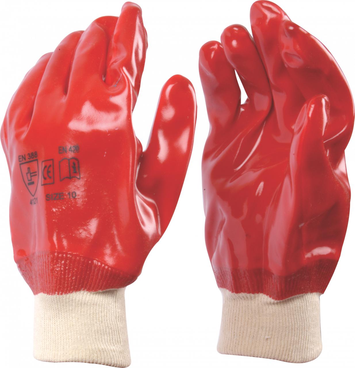 Glove Pvc Knit Wrist Red Medium Weight