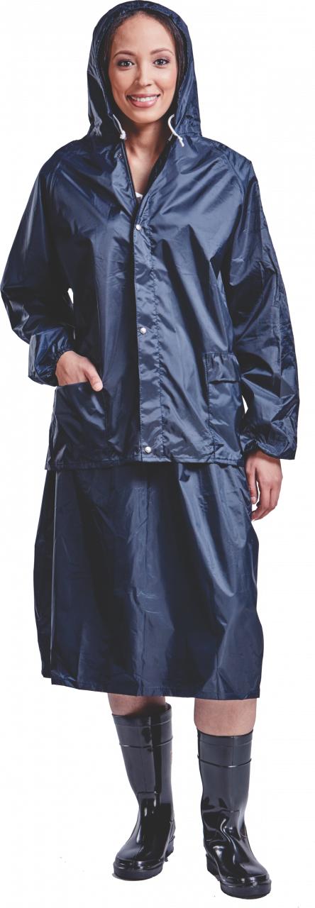 Ladies Rain Suit - Rubberised Nylon. Navy. S - 3XL