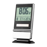 Solar desk clock and calendar - 2 AAA batteries not included -Av