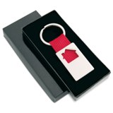 Metal key ring with webbing and house shape loop for doming -Ava