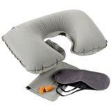 Travel set with pillow eye shade ear plugs -Available in: Grey