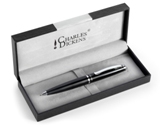Charles Dickens metal ballpen with silver trim, twist action mec