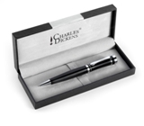 Charles Dickens metal ballpen with silver trim, twist mechanism,