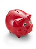 Glossy ABS plastic piggy bank.  - Available in: Cabalt blue, Red