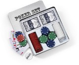 Poker set with one hundred chips and two card games supplied in Poker set with one hundred chips and two card games supplied in