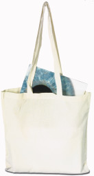 Natural coloured cotton exhibition/shopping bag with long handle