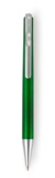 Metallic coloured plastic ballpen with rectangular shaped upper