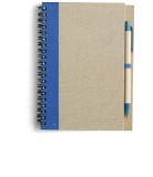 Spiral bound sixty page note book with ballpen, made from 100% r
