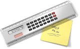 20cm ruler with a solar powered eight digit calculator. - Availa