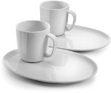 White porcelain set consisting of two 370ml mugs and two 26.5 x