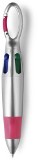 Hearn plastic ballpen with rubber grip, belt clip and four ink c