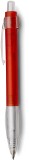 Clear plastic ballpen with rubber grip and translucent clip, blu