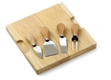 Cheese set made from rubber wood with a glass cutting plate, thr