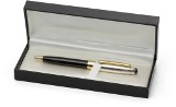 Classical twist action ballpen with black barrel, silver cap, go